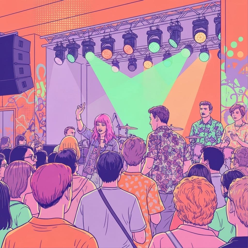Concerto dal vivo con luci pastello